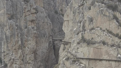 'El Caminito del Rey' zoom out from final bridge, route end