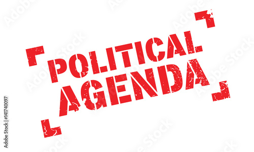 Political Agenda rubber stamp. Grunge design with dust scratches. Effects can be easily removed for a clean, crisp look. Color is easily changed.