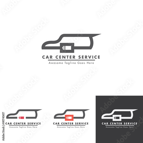 Car Battery service logo with simple line art design