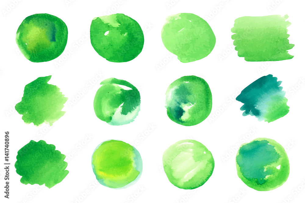 Green watercolor spots