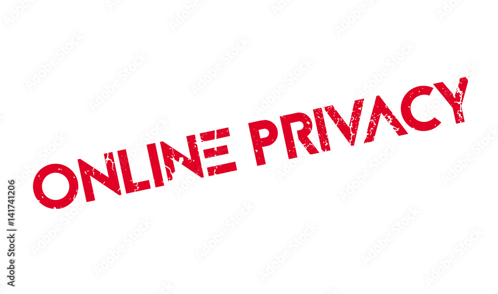 Online Privacy rubber stamp. Grunge design with dust scratches. Effects can be easily removed for a clean, crisp look. Color is easily changed.