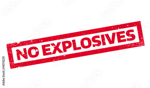 No Explosives rubber stamp. Grunge design with dust scratches. Effects can be easily removed for a clean, crisp look. Color is easily changed.