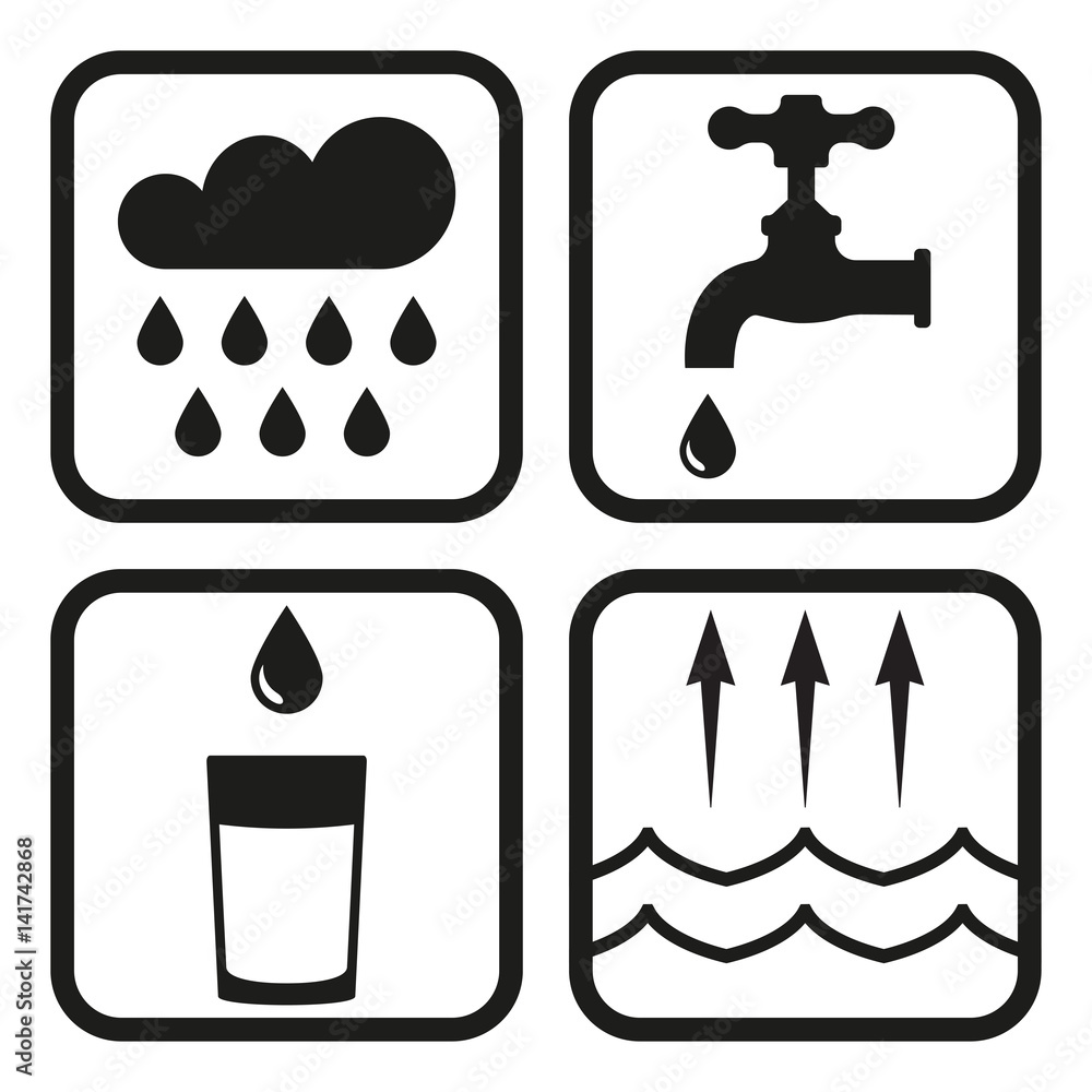 Water icon set. Vector illustration. Stock Vector | Adobe Stock