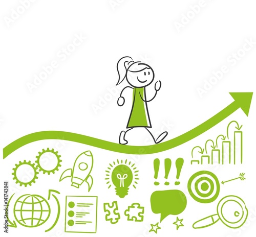 Stick Figure Series Green Woman / Erfolg