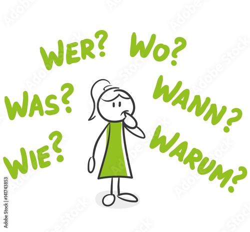 Stick Figure Series Green Woman / Fragen, ahnungslos