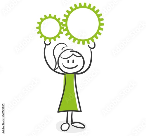 Stick Figure Series Green Woman / Zahnrad, Funktion