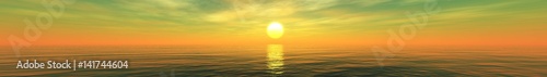 Panorama of sea sunset, sunrise. Baner. 