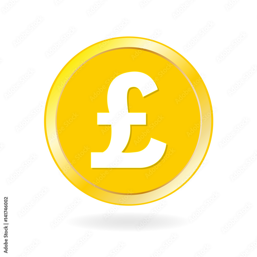 Coin icon. Gold coin with Pound sterling sign. Cash and money symbol. Vector illustration. Coin icon. Gold coin with Pound sterling sign. Cash and money symbol. Vector illustration.