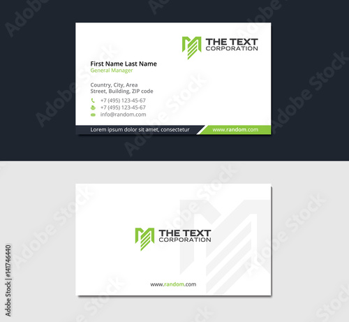 corporate business card with the letter M