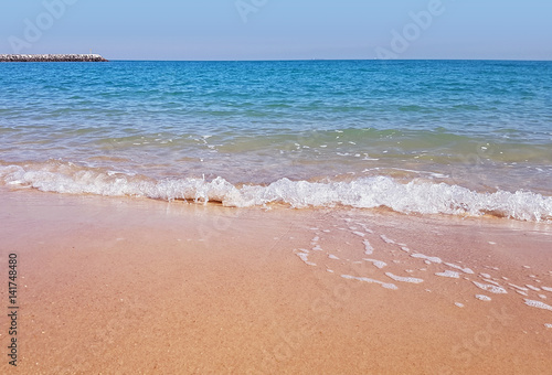 Pristine Sandy Seaside Beach On The Arabian Shore Of Kuwait