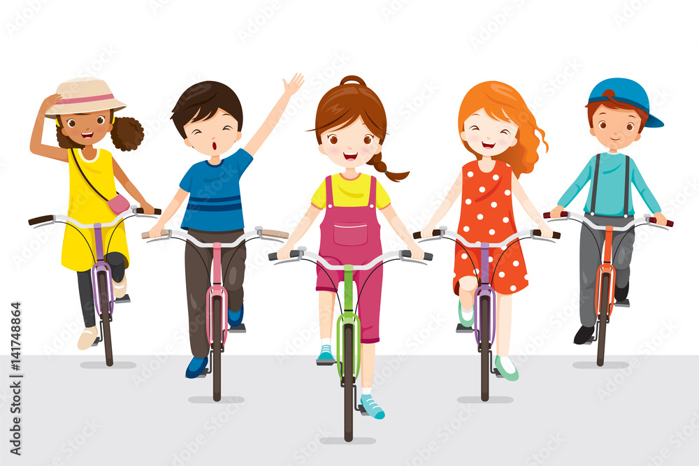 Children Riding Bicycle Together, Bicyclist, Healthy, Vehicle, Sport, Lifestyle