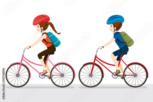 Woman And Man Riding Bicycle, Bicyclist, Healthy, Vehicle, Sport, Lifestyle