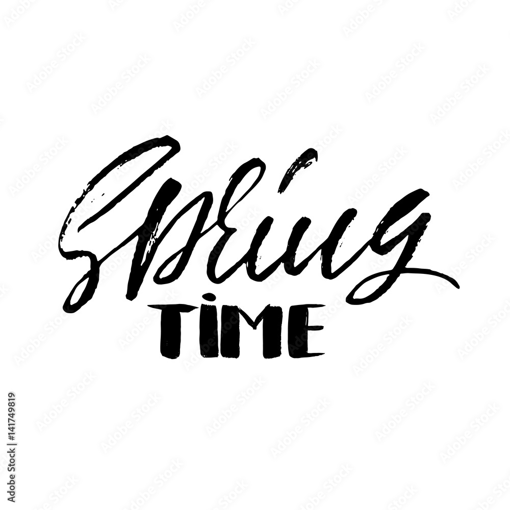 Handwritten spring design. Spring Time hand drawn calligraphy letters. Vector illustration. Handwritten spring design. Spring Time hand drawn calligraphy letters. Vector illustration.