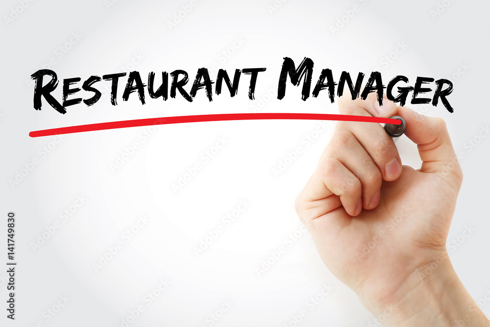 Hand writing restaurant manager with marker, concept background Hand writing restaurant manager with marker, concept background