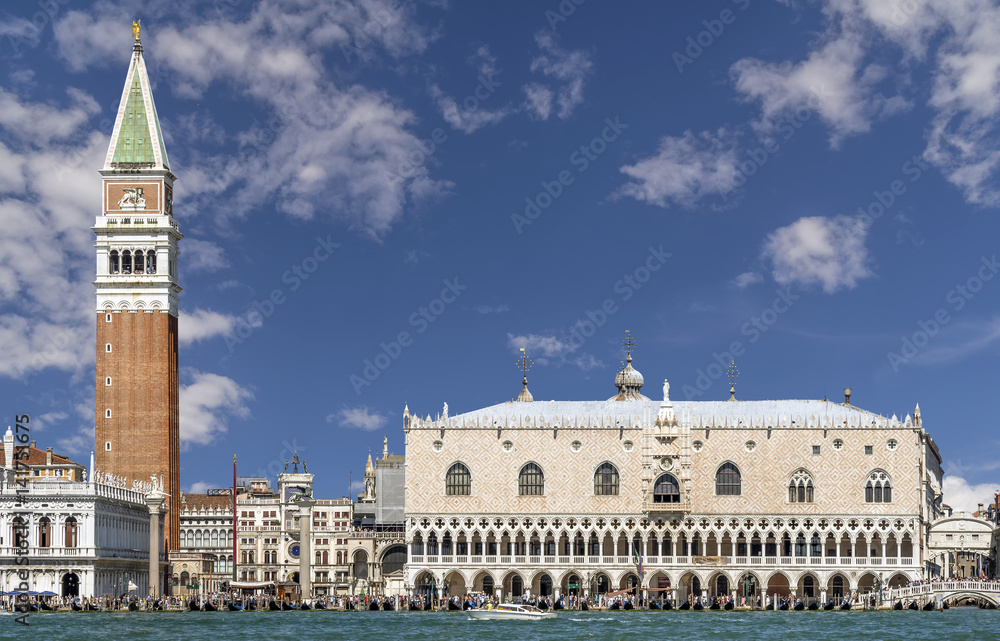 Piazza San Marco square and the Doge's Palace against a beautiful sky, Venice, Italy
