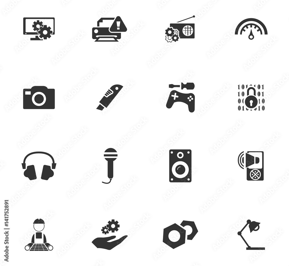 Electronics repair icons set Electronics repair icons set