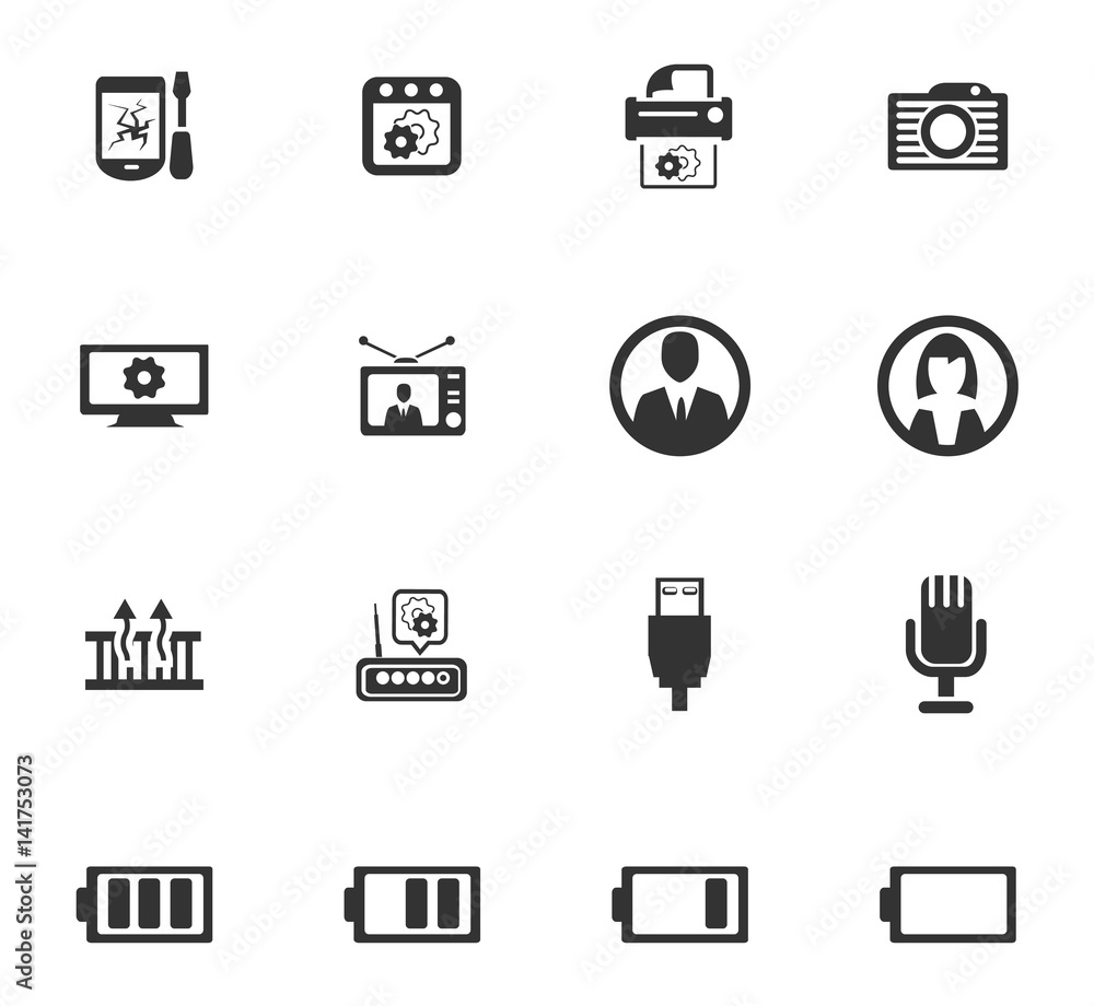 Electronics repair icons set