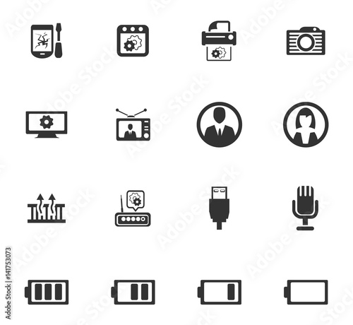 Electronics repair icons set