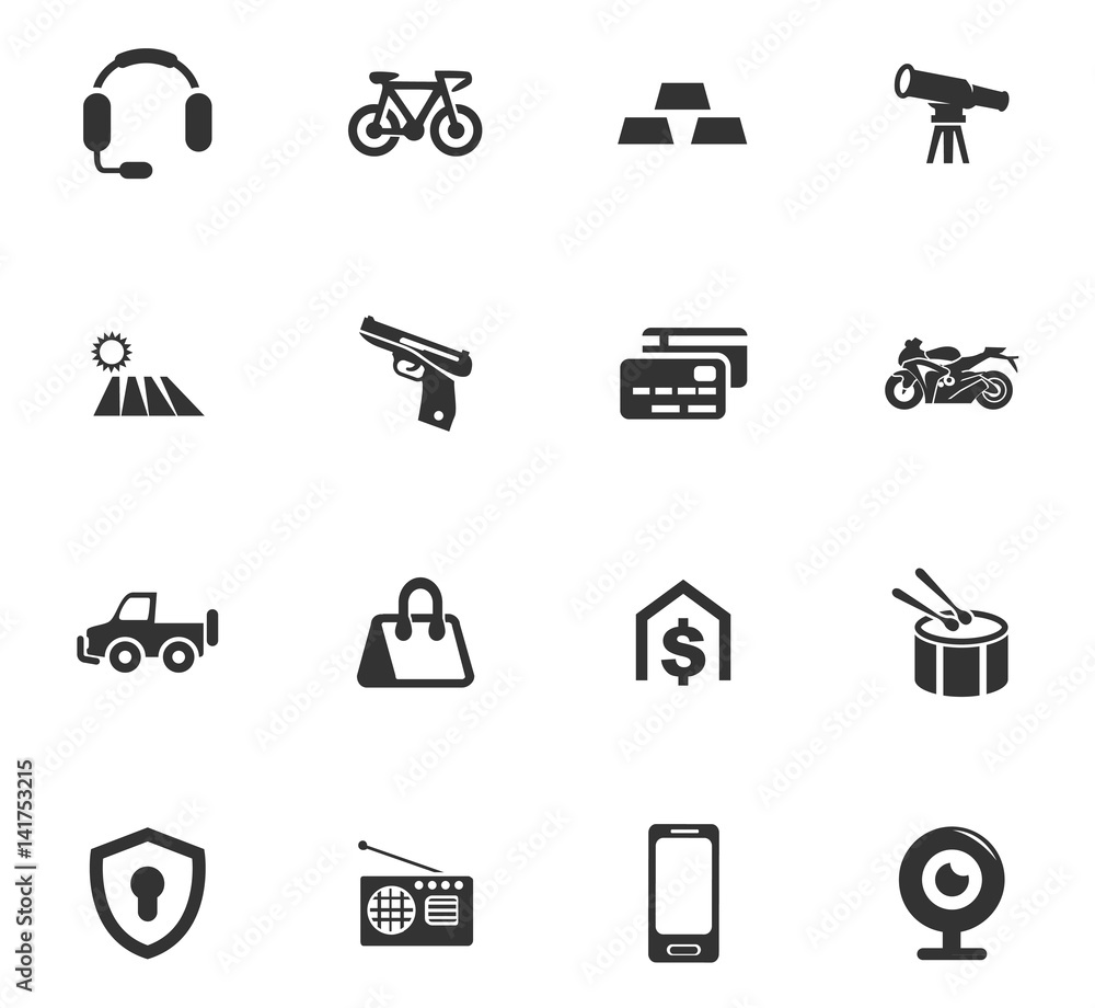 Pawnshop icons set Pawnshop icons set