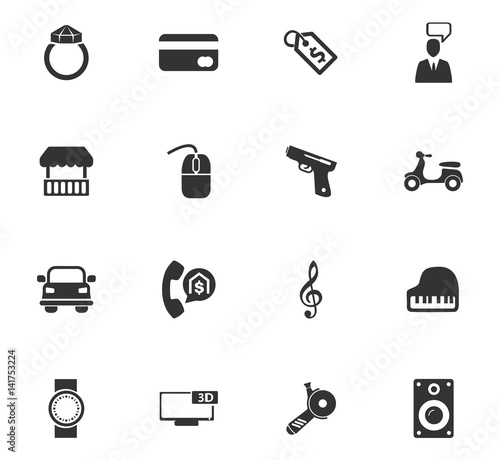 Pawnshop icons set