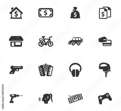 Pawnshop icons set