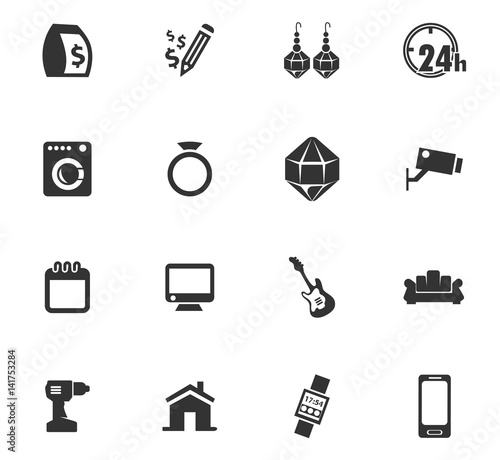 Pawnshop icons set