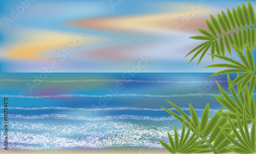 Fototapeta Naklejka Na Ścianę i Meble -  Summer sea background, vector illustration