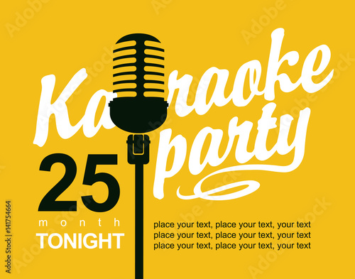 Vector Banner with microphone and inscription karaoke party