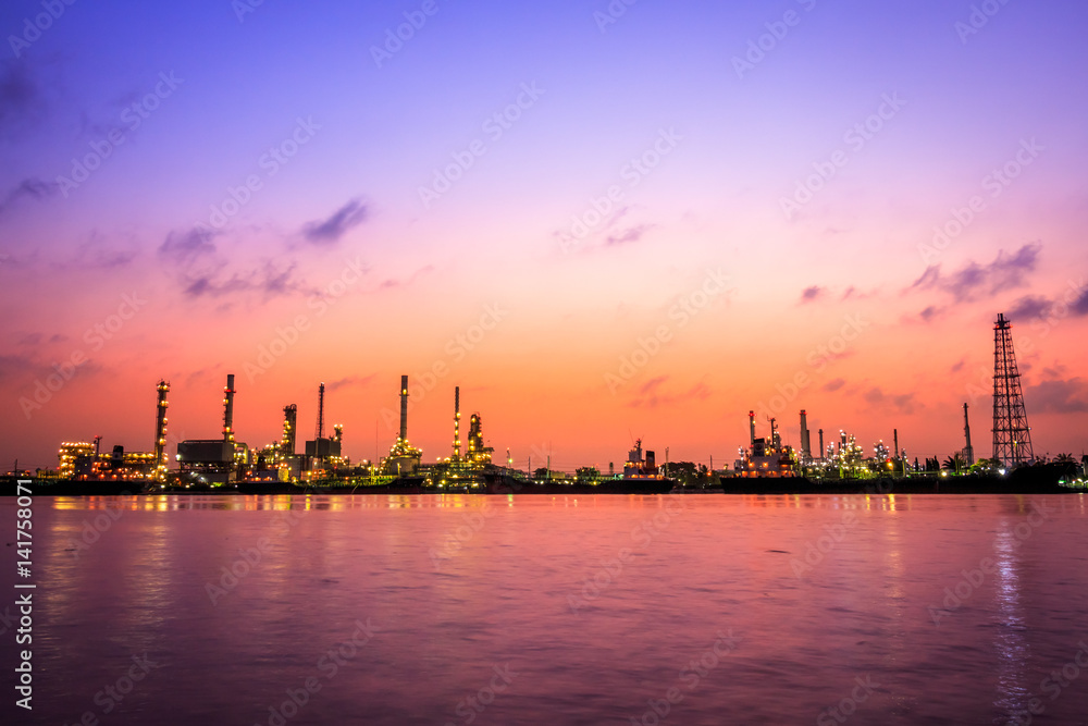 Bangchak Petroleum's oil refinery, beside the Chao Phraya River, Phra Khanong District, Bangkok, Thailand