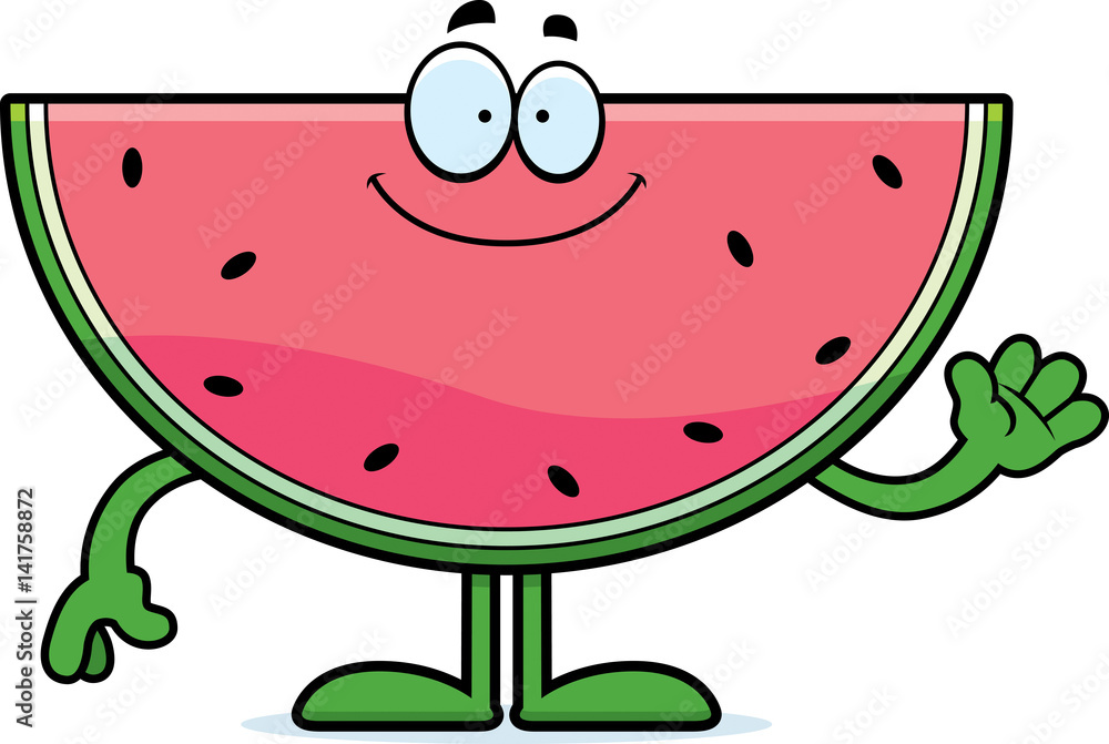 Cartoon Watermelon Waving Cartoon Watermelon Waving
