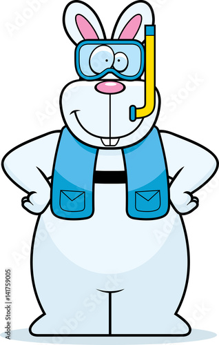 Cartoon Rabbit Snorkeling