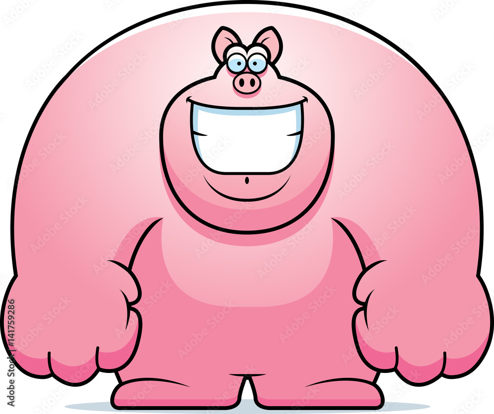 Fototapeta premium Cartoon Pig Smiling