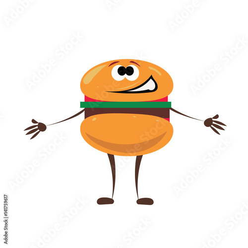 The art of the hamburger . Vector illustration with abstract handmade icons placed on the white background. Styled food attributes of different sizes on the white background. photo