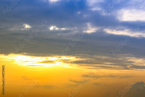 Sunset and blue sky with cloudy as a background wallpaper