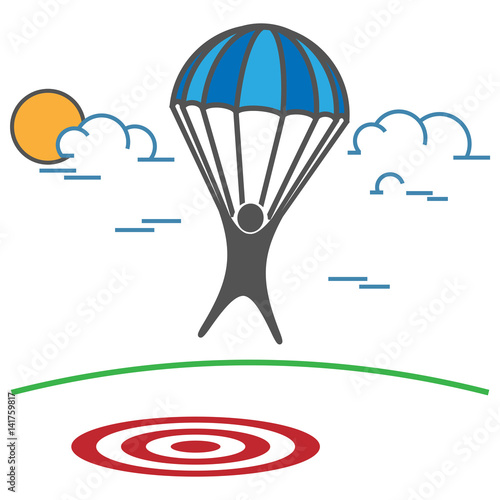 Man on Parachute landing on a target