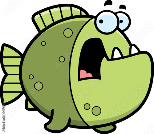 Scared Cartoon Piranha