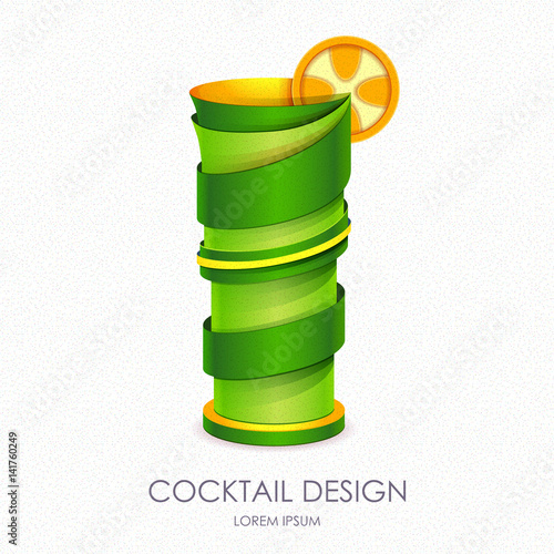 3D cocktail design.Vector icon