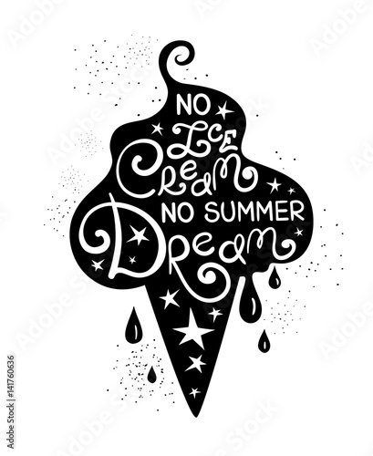 Fotografie Illustration Of Ice Cream And Hand Drawn Lettering.