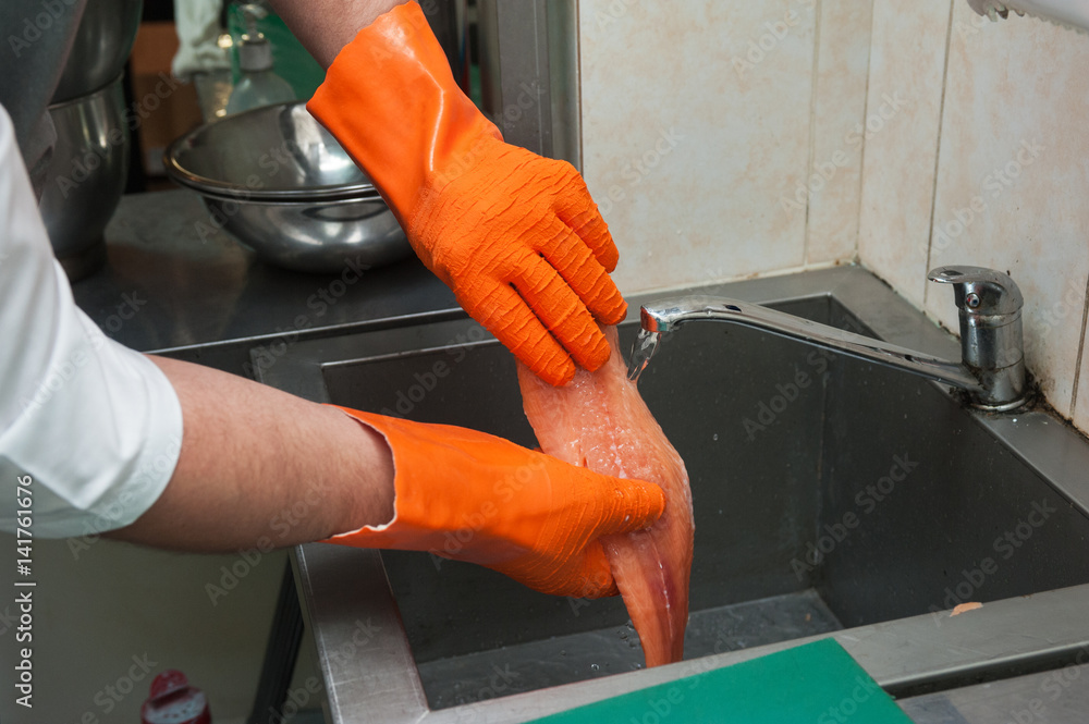 cleaning salmon fish cleaning salmon fish