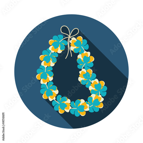 Hawaii flowers necklace, wreath icon. Vacation
