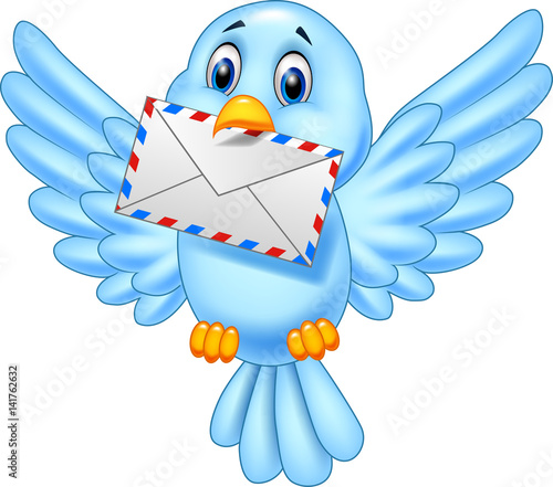 Cartoon bird delivering letter