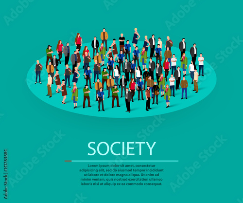 Big people crowd in circle. Society concept.