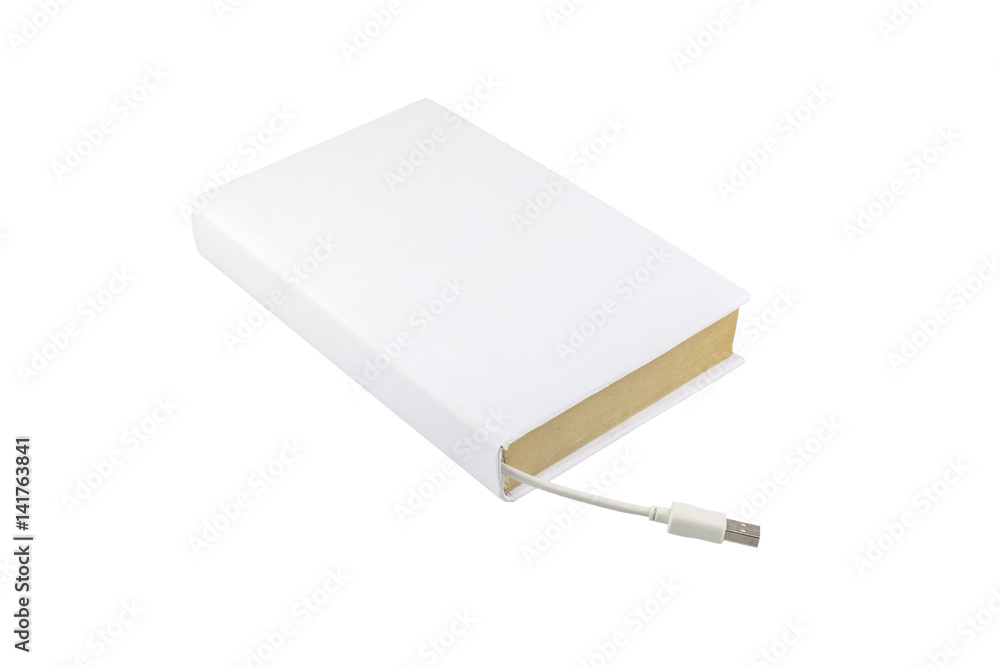 Blank book with white male USB connector Blank book with white male USB connector
