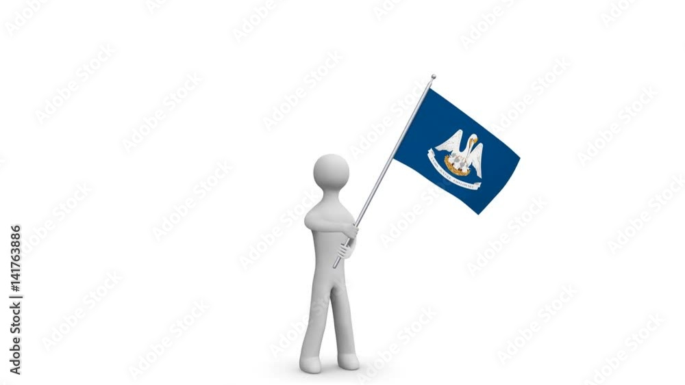Louisiana waving flag. 3d Man holding and waving Louisiana flag on transparent background. Loop. Alpha channel. Louisiana waving flag. 3d Man holding and waving Louisiana flag on transparent background. Loop. Alpha channel.