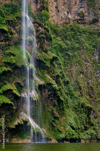 Waterfall in the Sumidero Canyon, near  Tuxtla GutiÃ©rrez in Chiapas, Mexico. photo