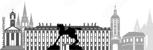 Ansbach skyline graustufen // Vektor