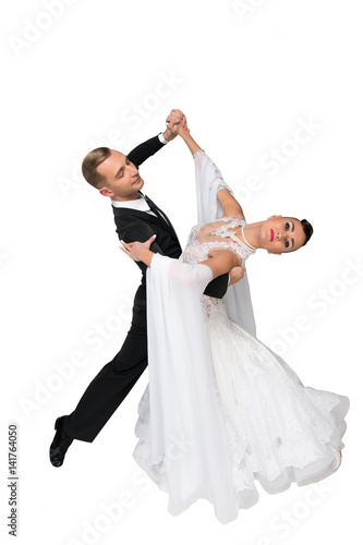 Wallpaper Mural ballrom dance couple in a dance pose isolated on white bachground