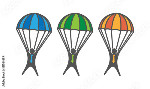 Man on Parachute on white background