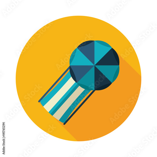 Beach chaise lounge with umbrella icon. Vacation