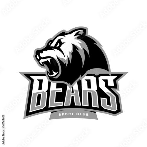 Furious bear sport vector logo concept isolated on white background. Modern predator professional team badge design.
Premium quality wild animal t-shirt tee print illustration.